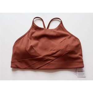 NWT Lululemon Flow Y Wrap-Front High-Neck Bra Light Support, B/C Cup, Brown | 6
